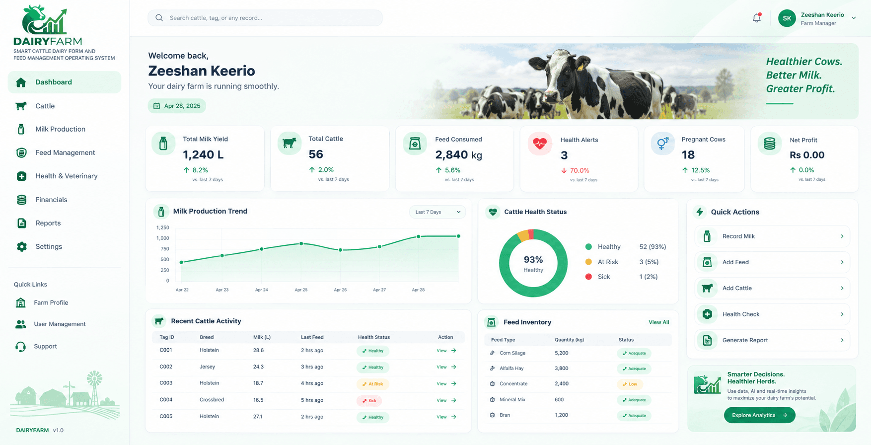 Smart Dairy & Cattle Farm Management: A connected operating system for dairy and cattle farms