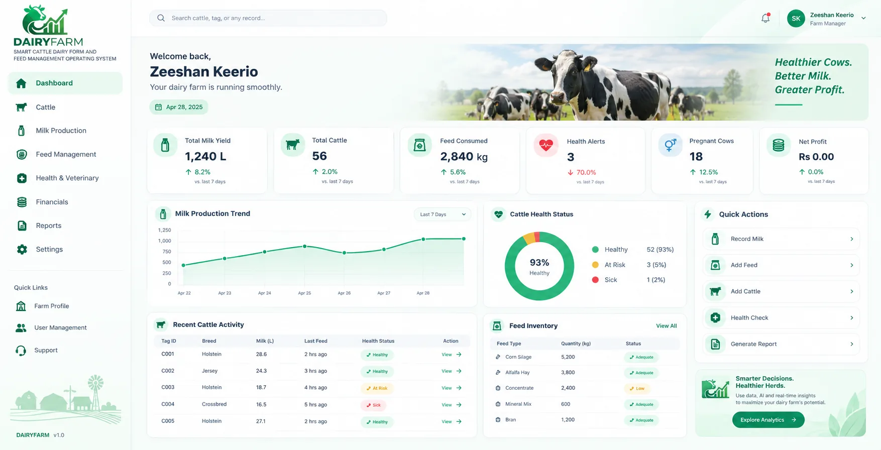 Smart Dairy & Cattle Farm Management: A connected operating system for dairy and cattle farms