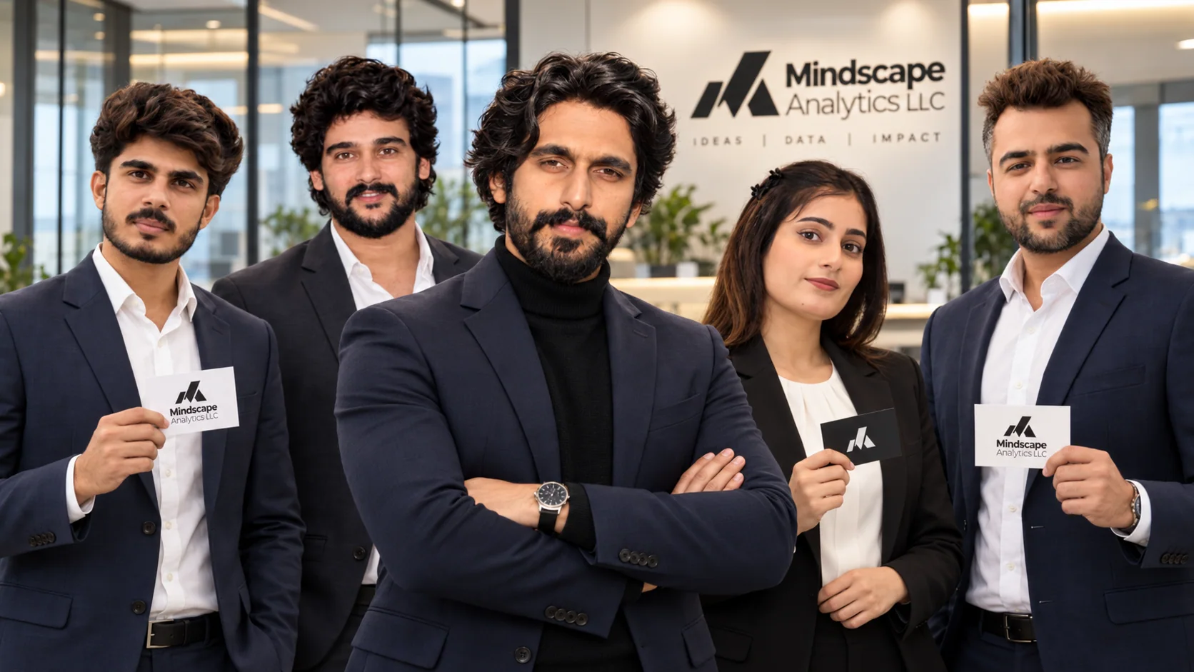 Mindscape Analytics team gathered together at the office