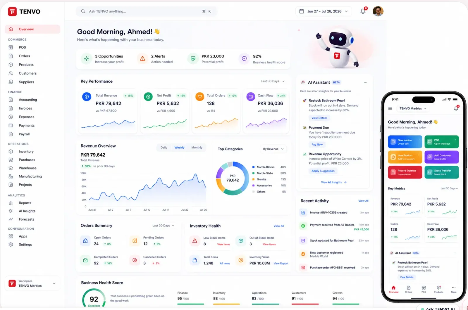 TENVO Growth Intelligence product interface